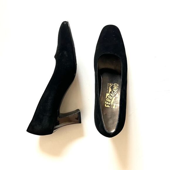 Salvatore Ferragamo Suede Block Heel Pumps - Picture 1 of 10
